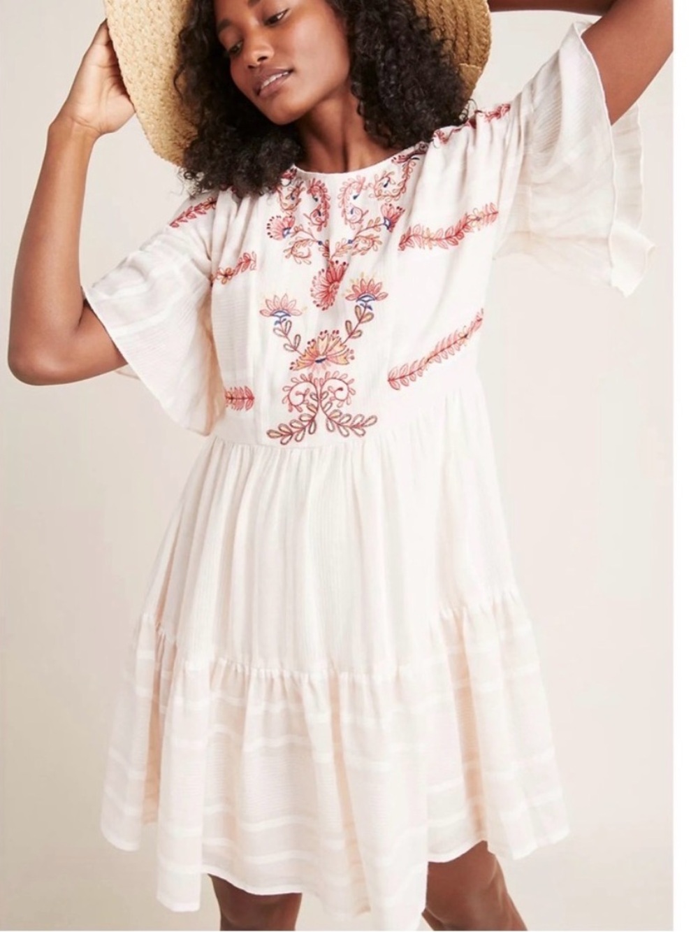 Ranna Gill Anthropologie Lecce Tunic Dress Embroidered Large